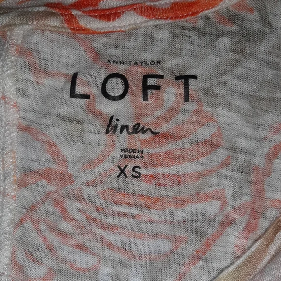 Linen Ann Taylor Loft Top Size XS ORANGE FLORAL PRINT ☆ - Picture 10 of 11